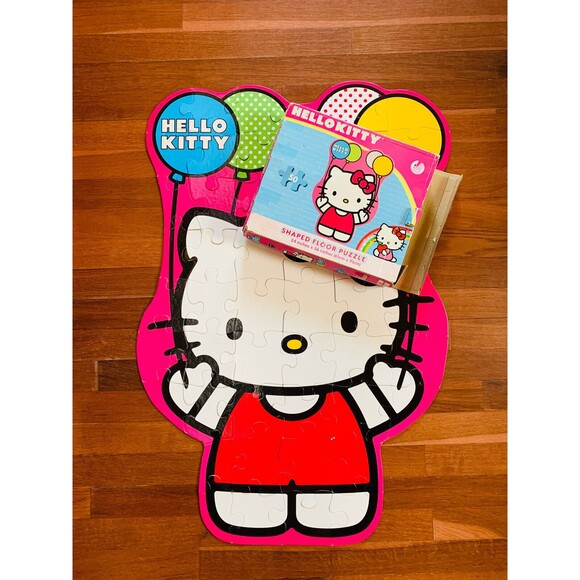 HELLO KITTY Shaped Floor Puzzle 50 piece 24" x 36" Complete - Picture 3 of 9